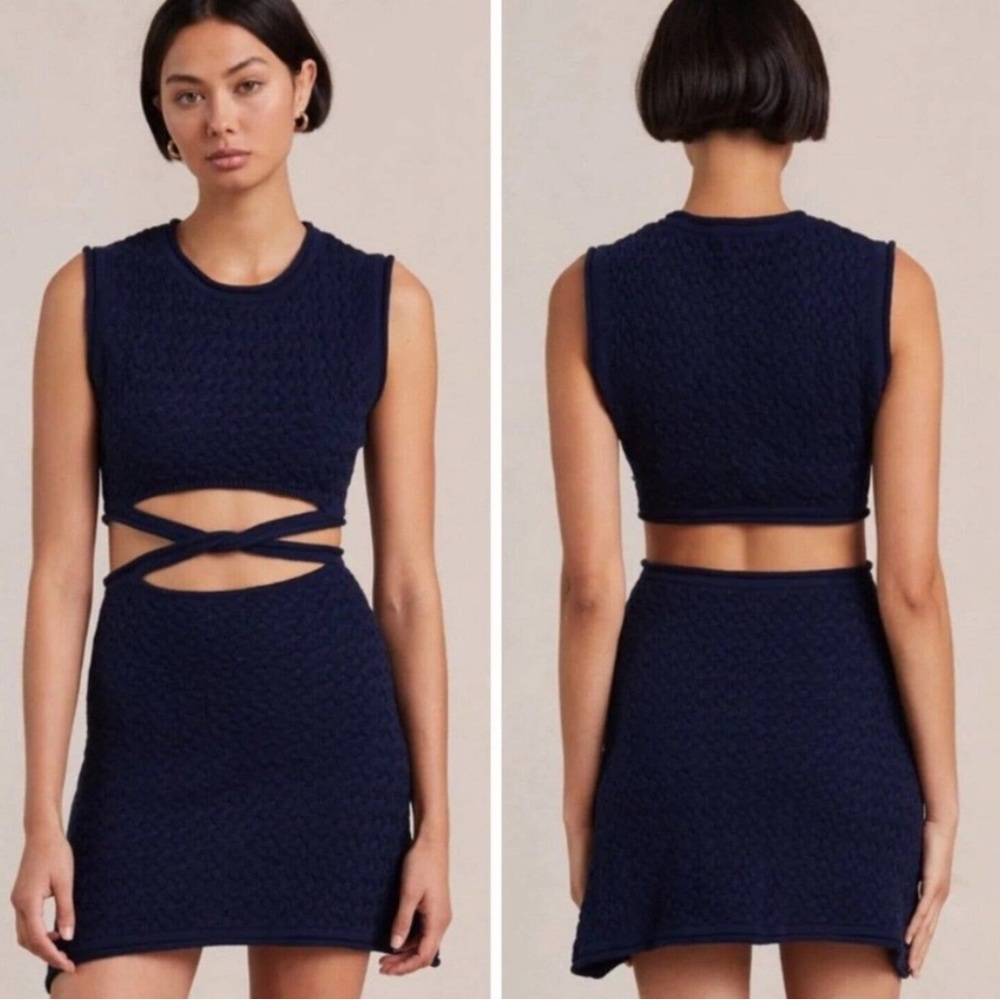 Navy cutout Knit Mini Dress